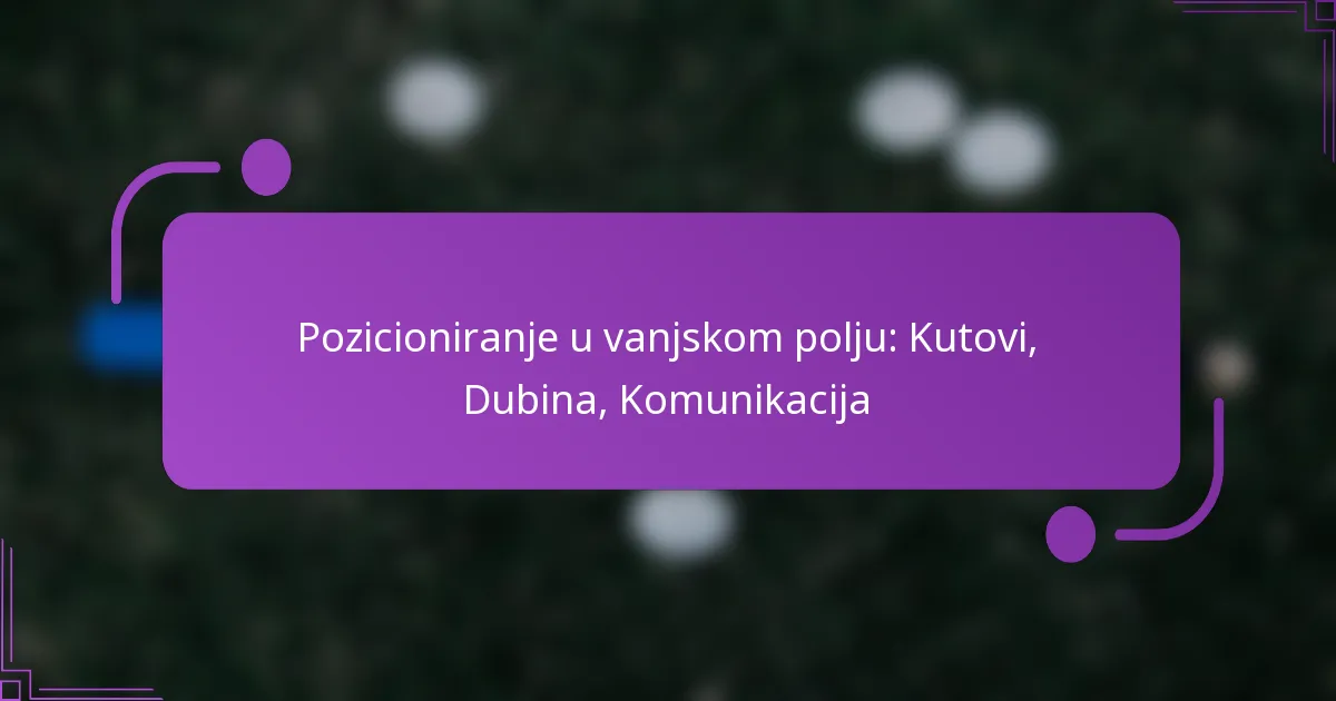 Pozicioniranje u vanjskom polju: Kutovi, Dubina, Komunikacija