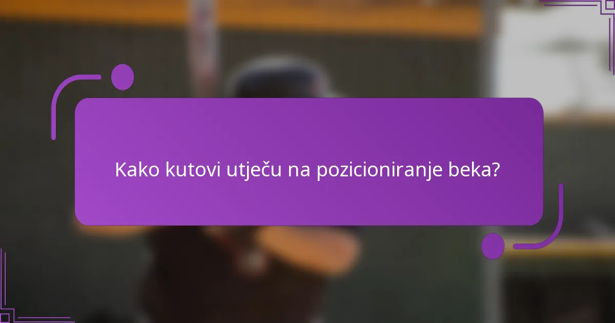 Kako kutovi utječu na pozicioniranje beka?