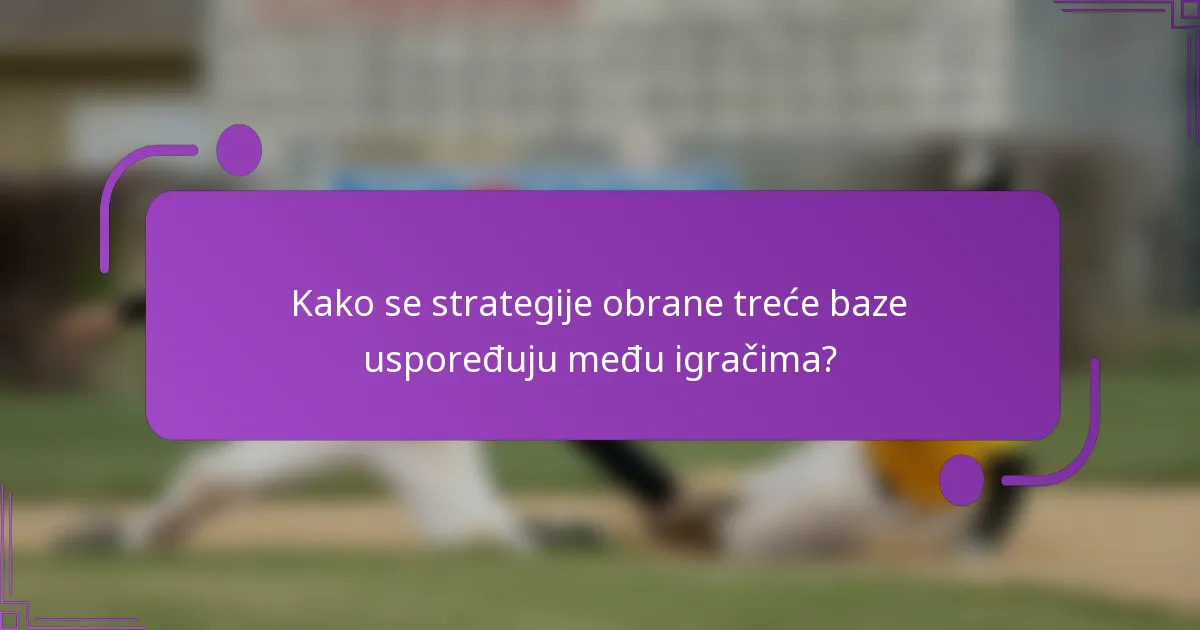 Kako se strategije obrane treće baze uspoređuju među igračima?