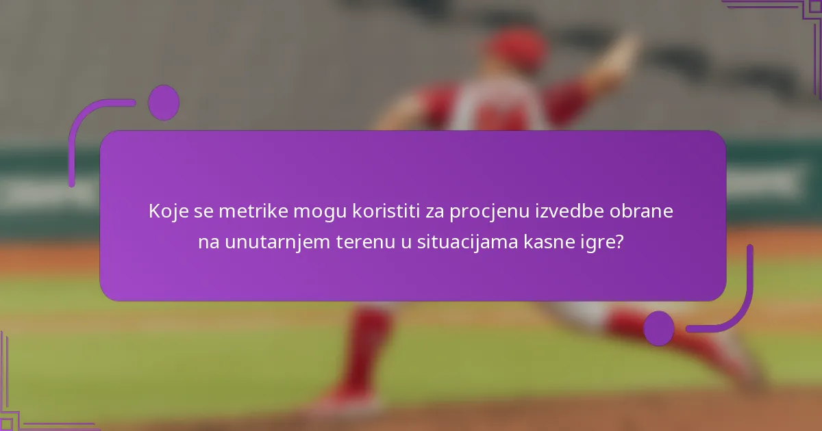 Koje se metrike mogu koristiti za procjenu izvedbe obrane na unutarnjem terenu u situacijama kasne igre?